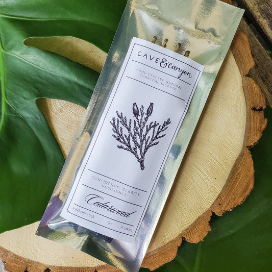 Cedarwood hand-rolled charcoal incense sticks, bundle of four