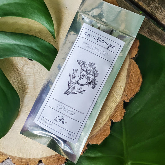 Pack of Rue hand-rolled charcoal incense sticks from Cave & Canyon
