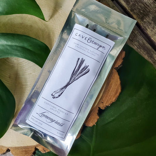 Lemongrass hand-rolled charcoal incense sticks, bundle of four