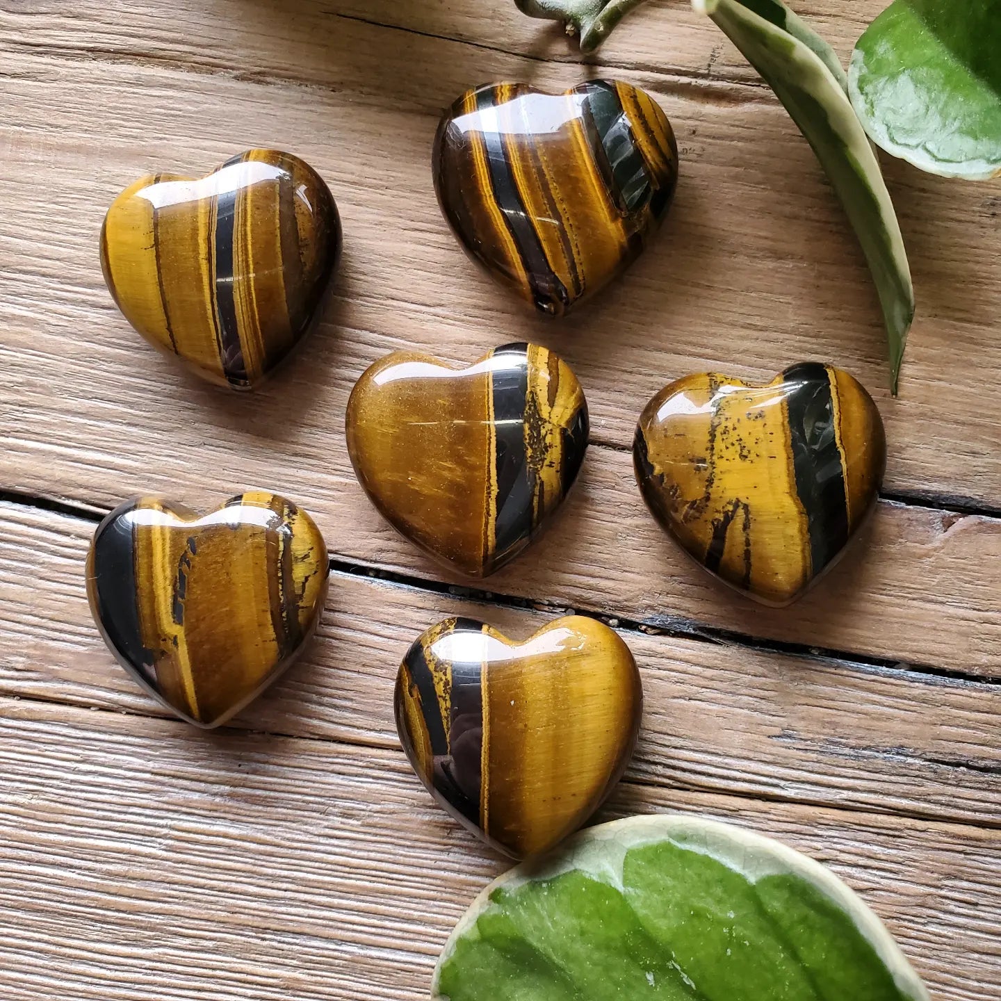 Tiger Eye & Hematite Hearts