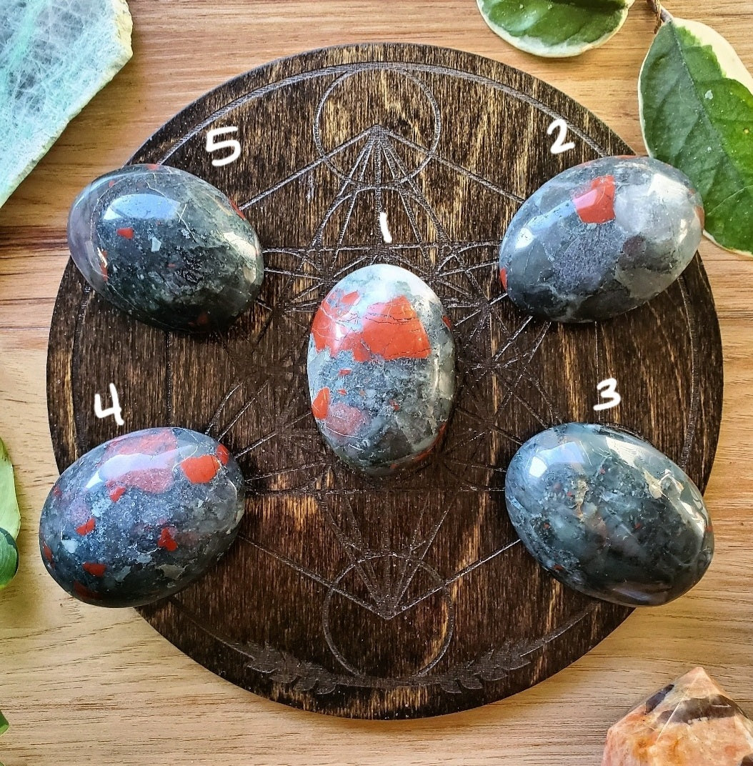Seftonite Bloodstone Palmstones - Polished