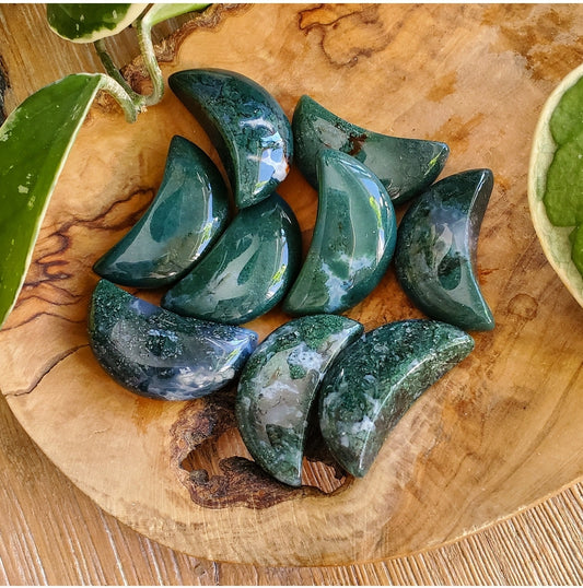 Moss Agate - Polished Moon
