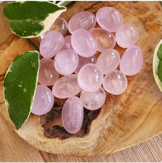 Star rose quartz AAA tumbled, gemmy pink crystal with asterism